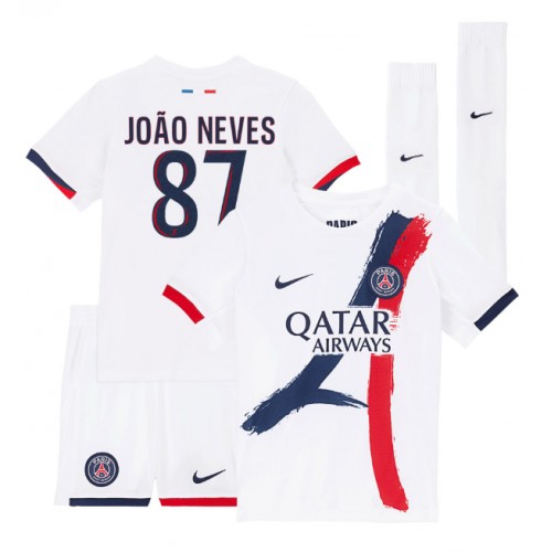 Paris Saint-Germain Joao Neves #87 Gostujuci Dres za djecu 2024-25 Kratak Rukav (+ Kratke hlače)